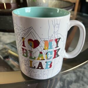 Fringe Studio White Mug with Multicolor 'I ♥ MY Black Lab' and Aqua Interior